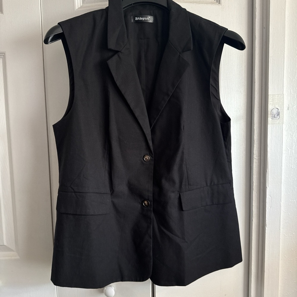 Allegra K Women's Black Vest Jacket